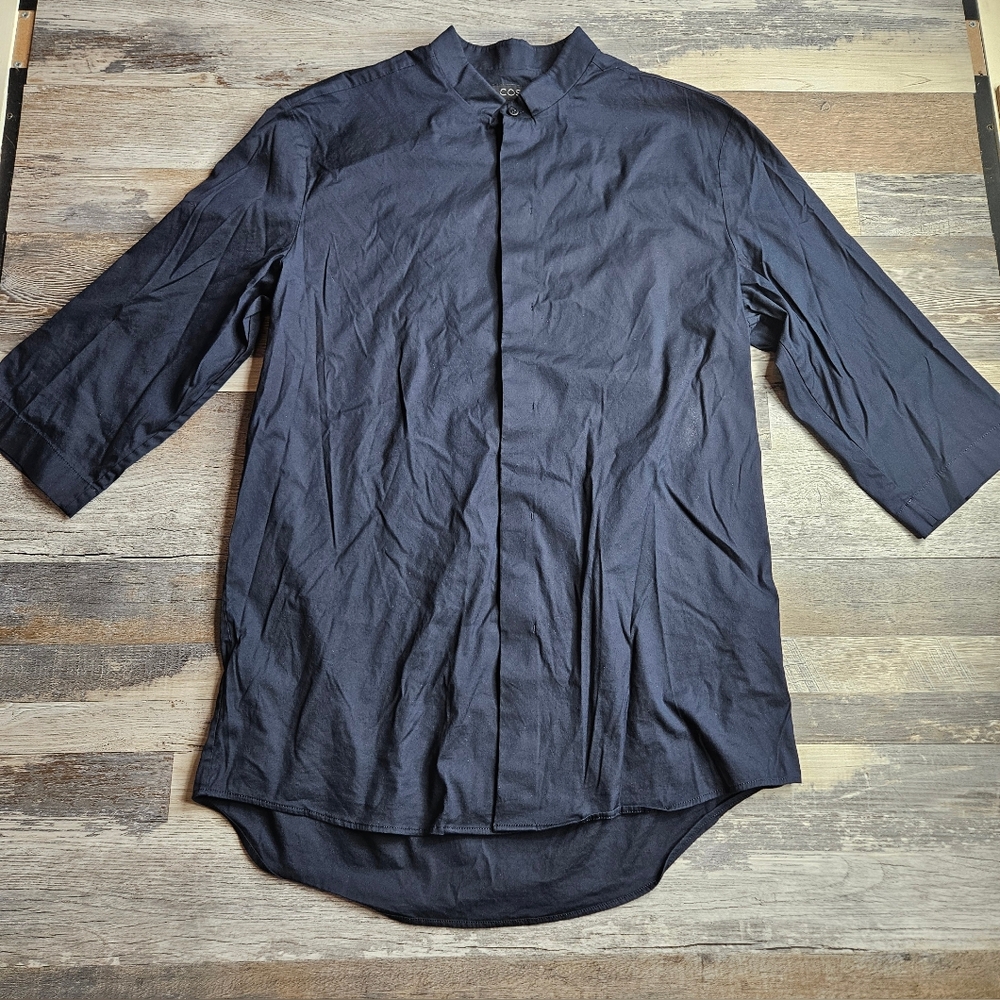 COS Navy Blue Women's Small Blouse 3/4 Sleeves